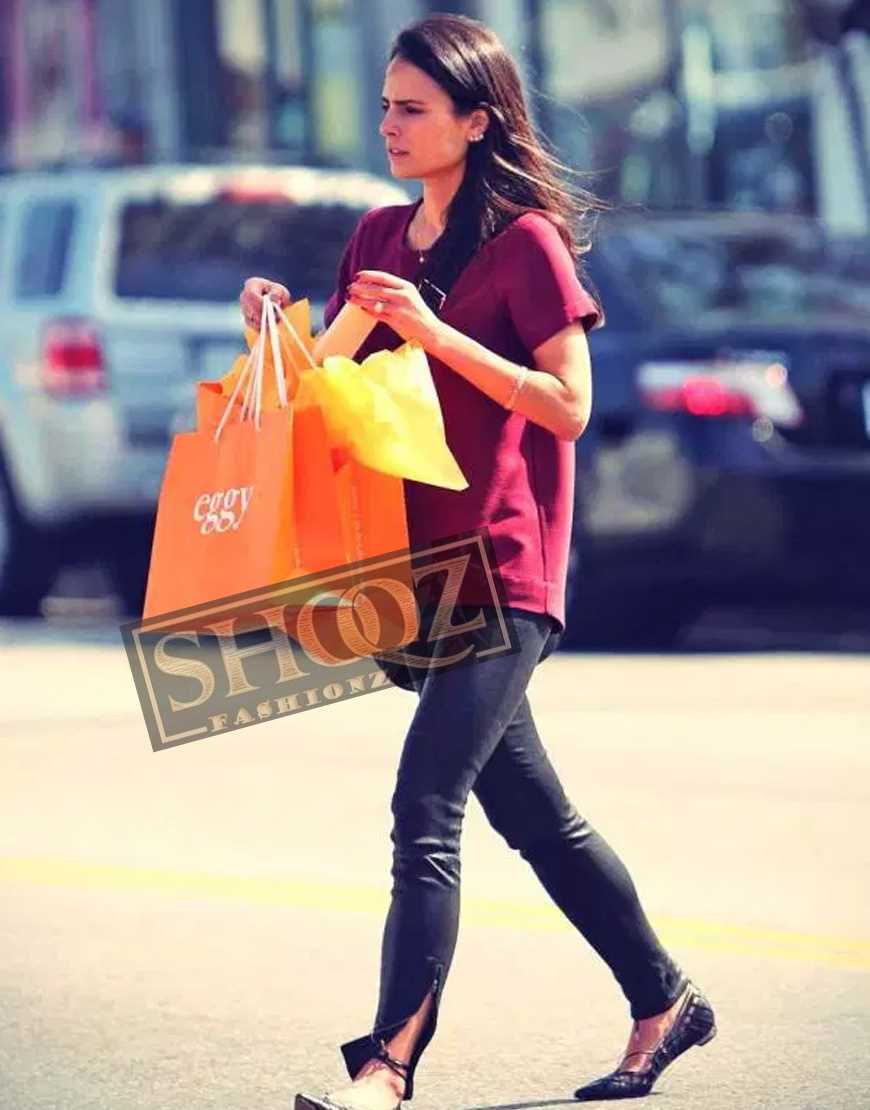 Jordana Brewster Ankle Zip Black Leather Pant Jordana Brewster Ankle Zip Black Leather Pant